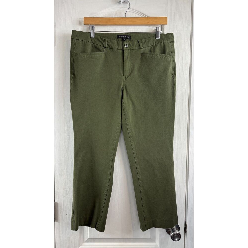 Banana Republic Straight Leg Ankle Chino Pants Olive Green Women's 10